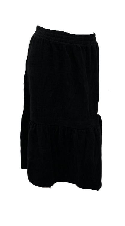 Black Corduroy Tier Skirt