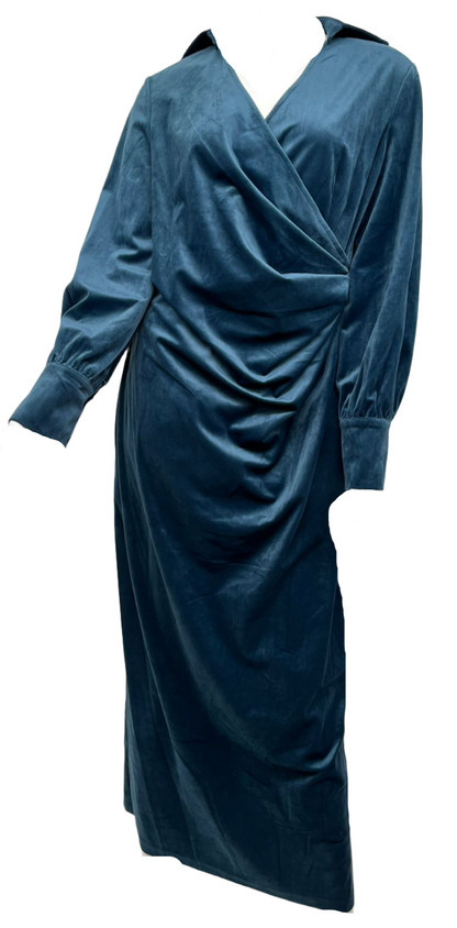 Blue Velvet Drape Dress