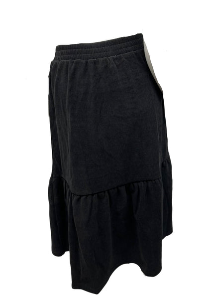 Black Corduroy Tier Skirt