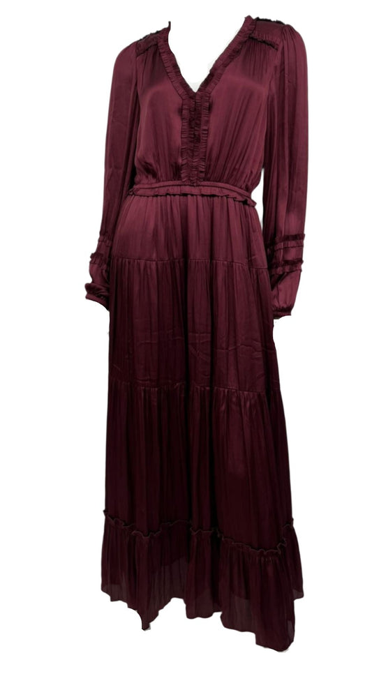 Wine Pleated Dress