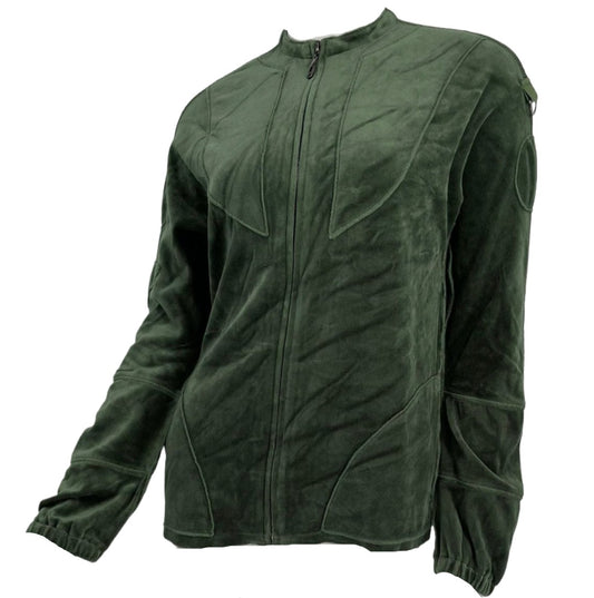 Green Stitched Velour Cardigan