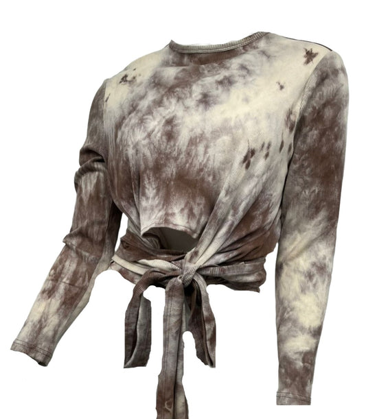 Taupe Tie Die Wrap Top