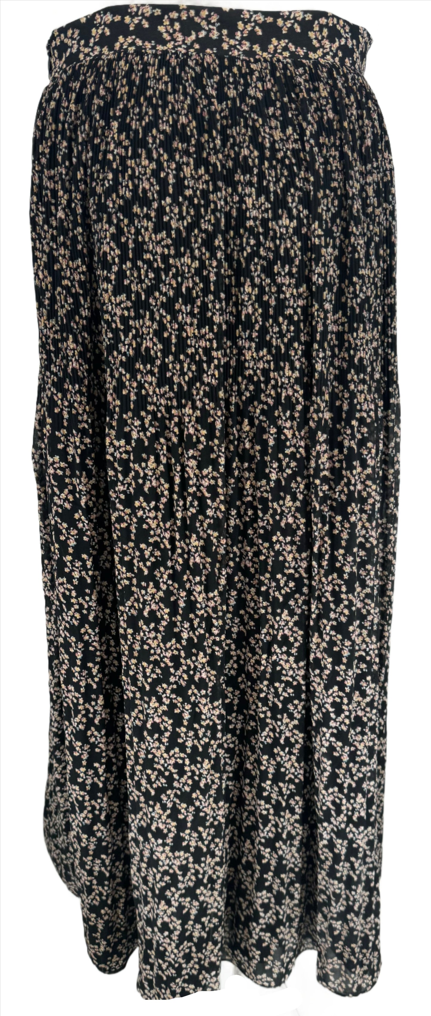 Black Floral Pleated Maxi Skirt