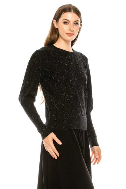 Black Speckled Knit Hex Sweater