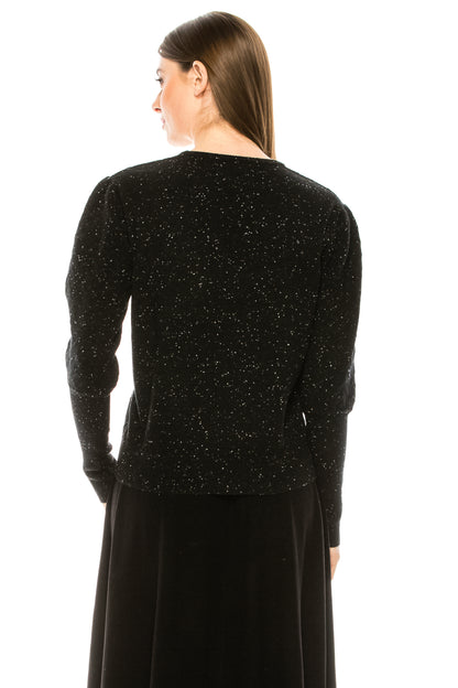 Black Speckled Knit Hex Sweater