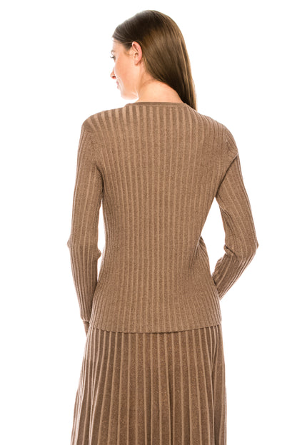 Rose Shimmer Ribbed Sweater
