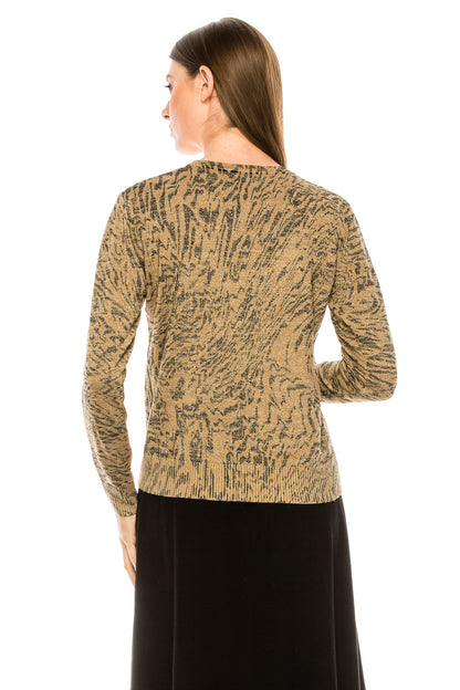 Gold Leopard Printed Glitter Sweater