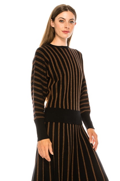 Black Shimmer Striped Dolman Sweater