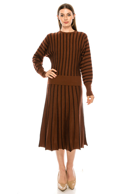 Rust/ Black Striped Dolman Sweater
