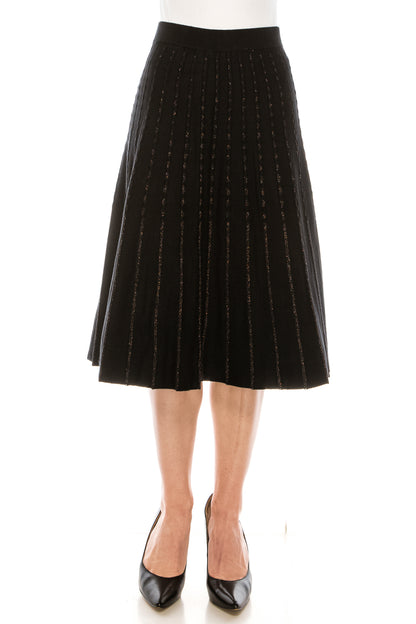 Black/Gold Shimmer Stripe Knit Skirt