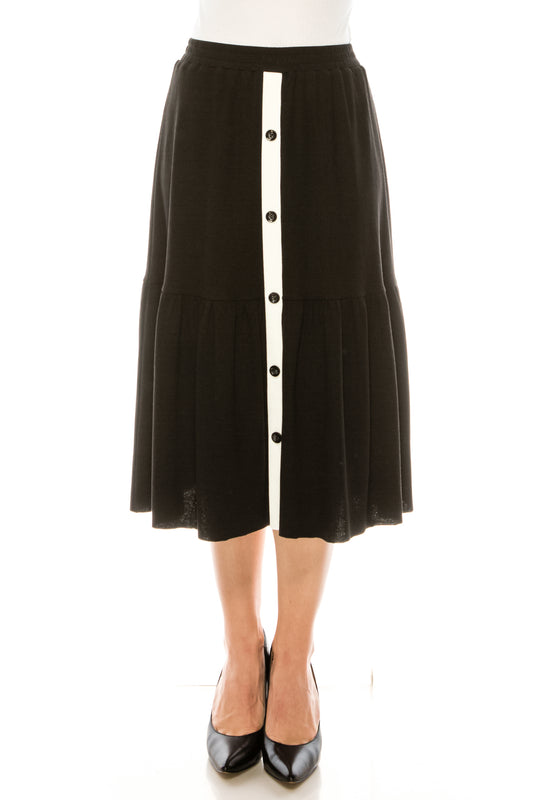 Tiered Button Skirt Contrast Placket