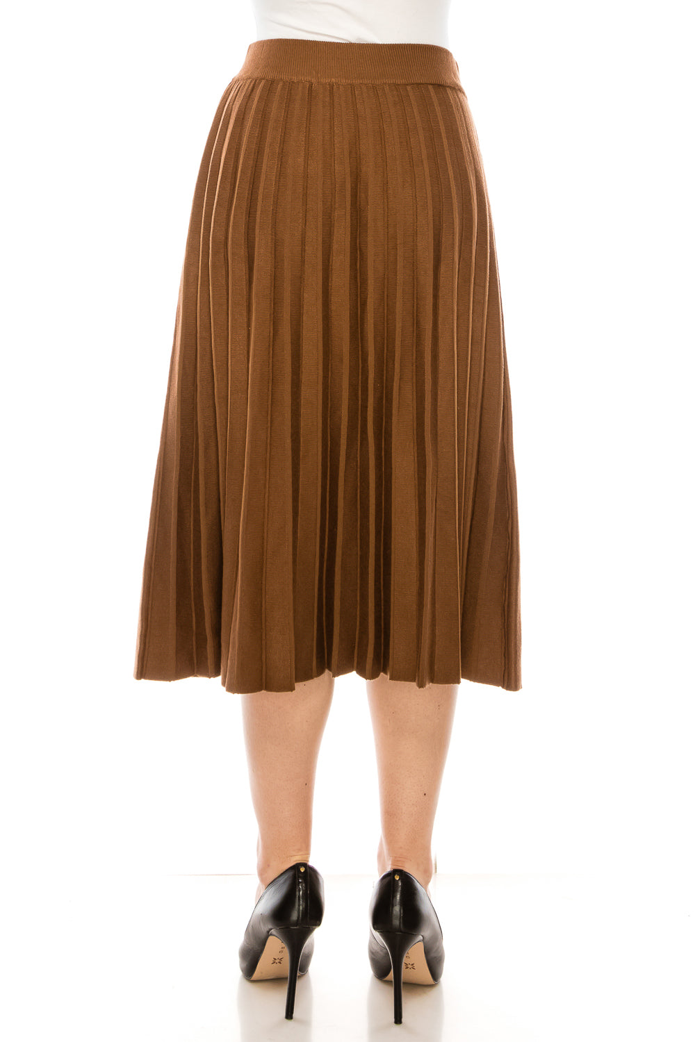 Rust Knit Pleated Skirt