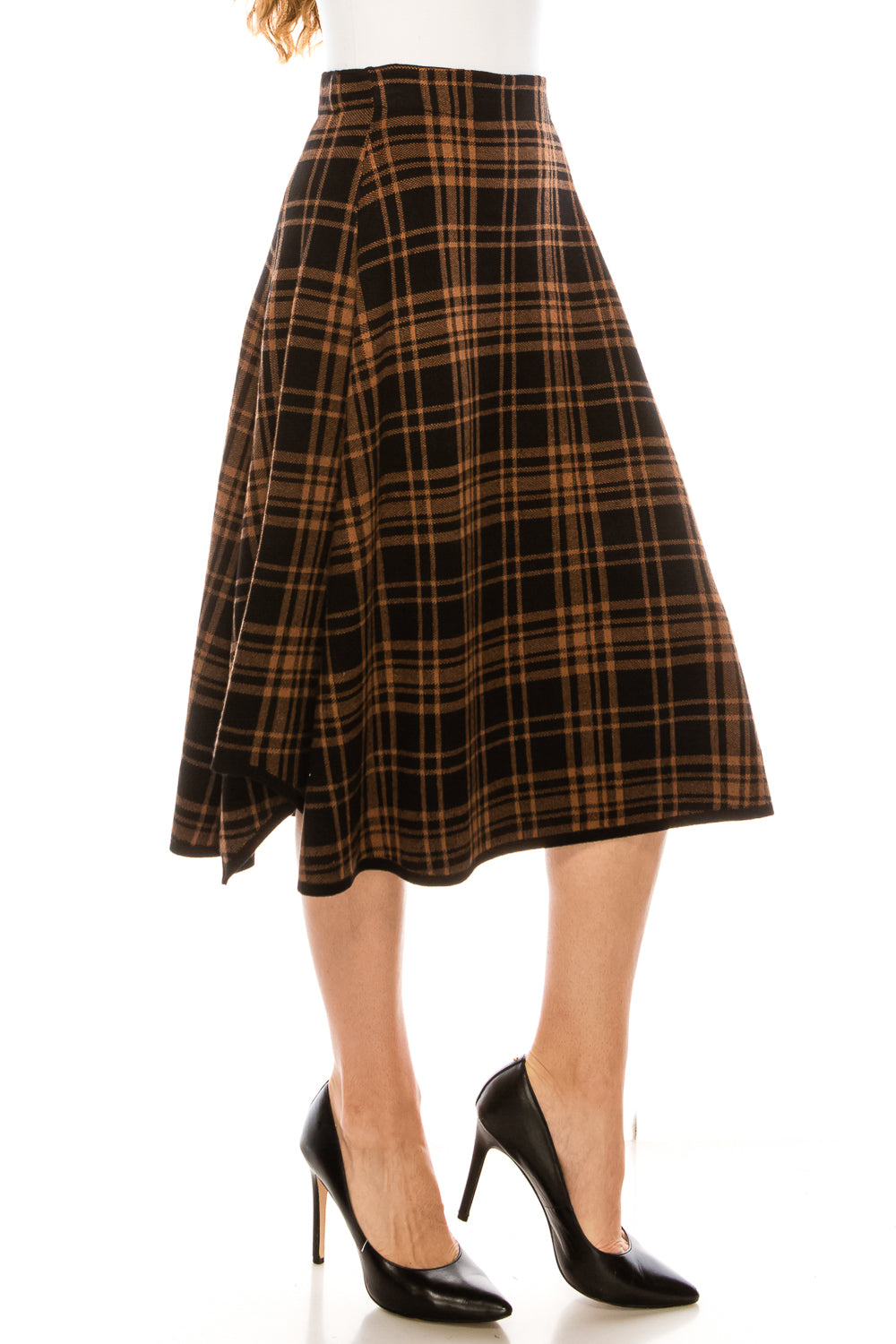 Black Asymmetrical Stripe Knit Skirt