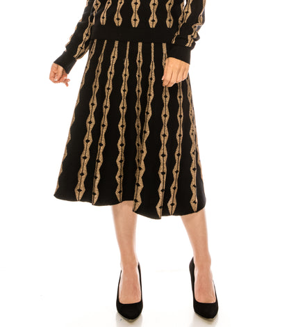 Black/Gold Vertical Shimmer Stripe Skirt