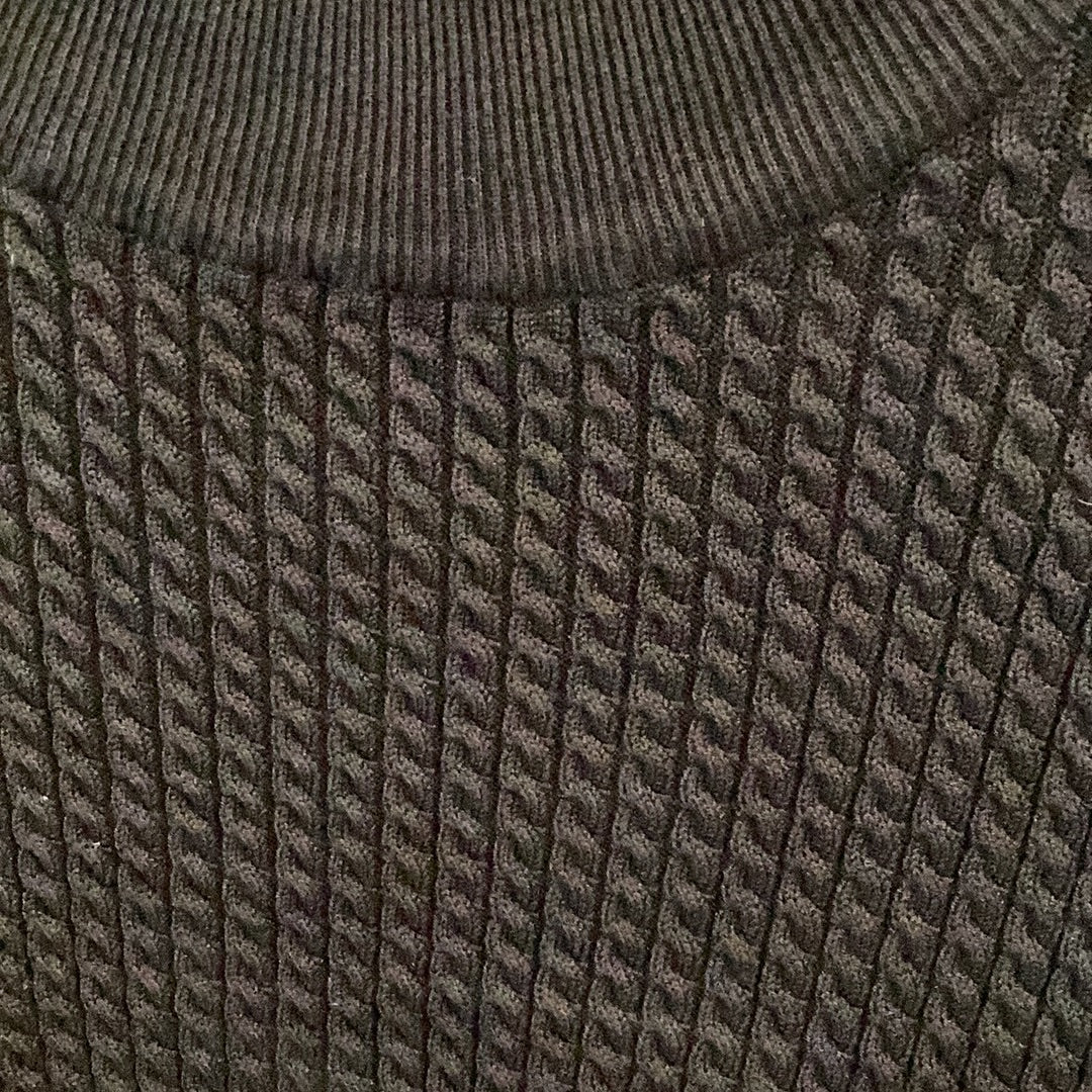 Cable Knit Mock - Black