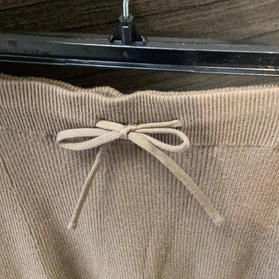 Brown Knit A-line Maxi Skirt
