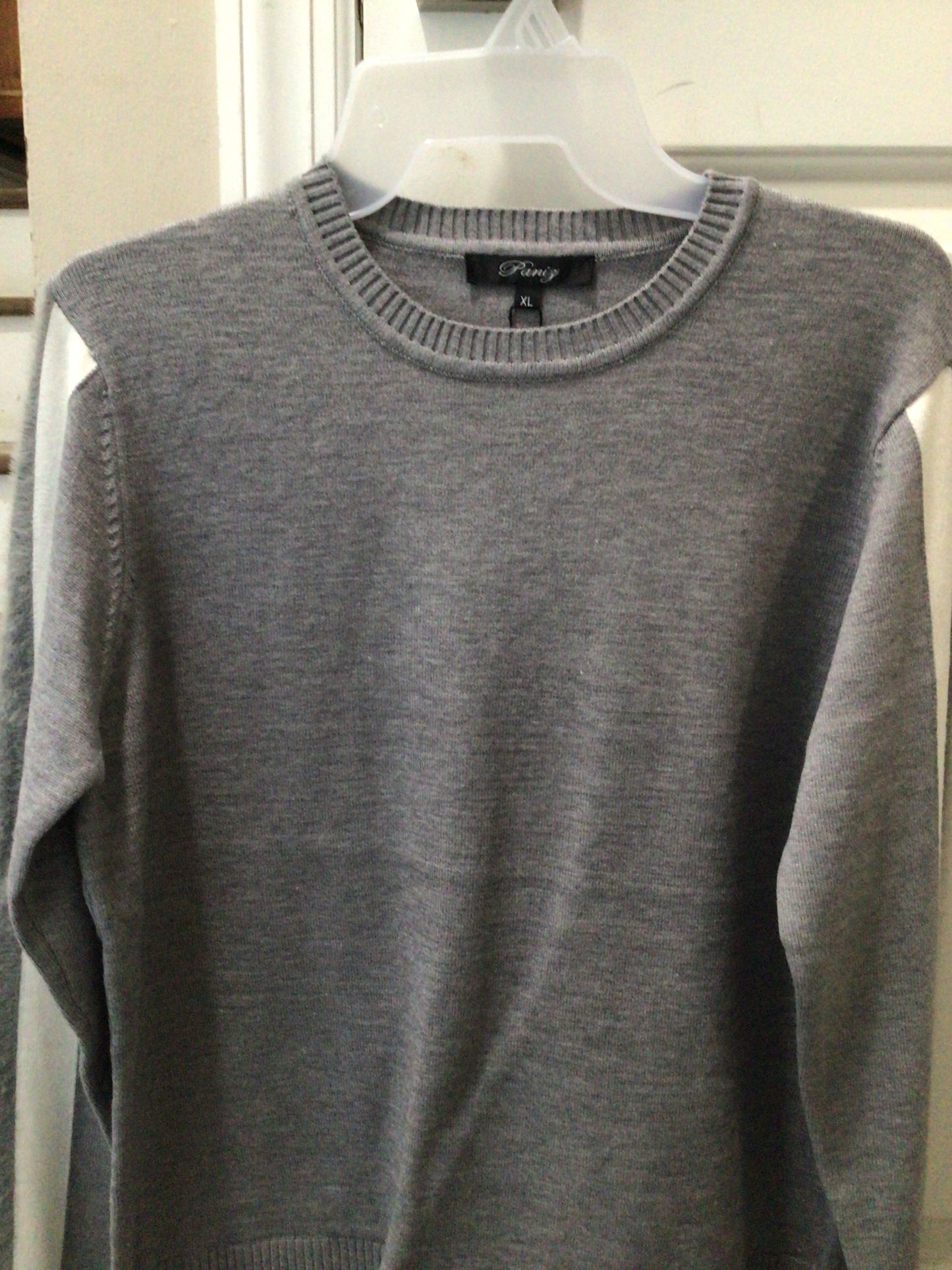 Soft Sweater With Striped Sleeve - Gray
