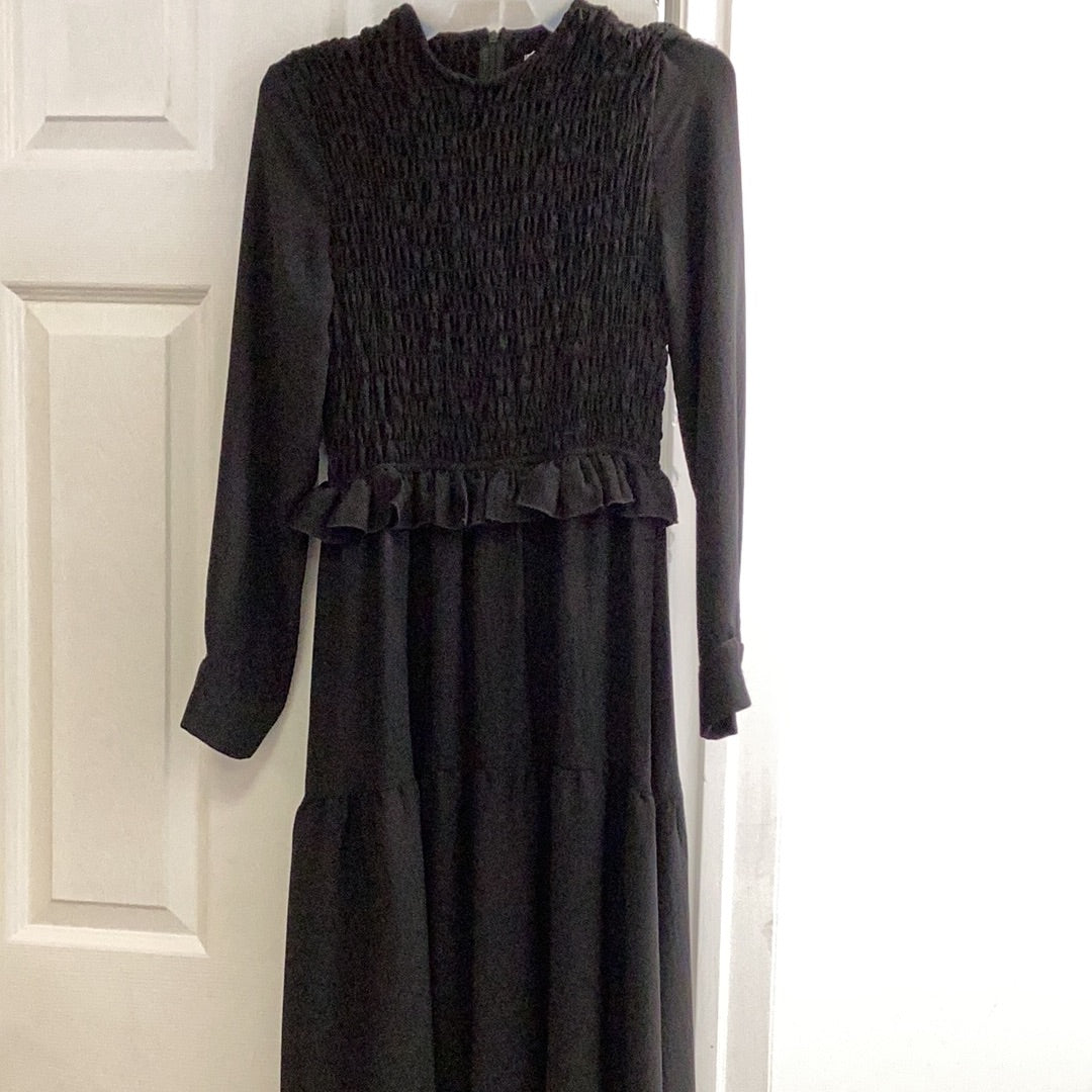 Smocked Tiered Black Maxi Dress