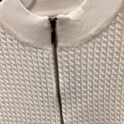 White Cable Knit Mock with Zipper