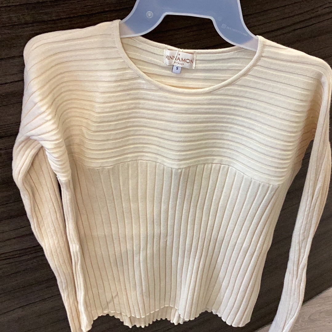 Cream Wide Ribbed Top