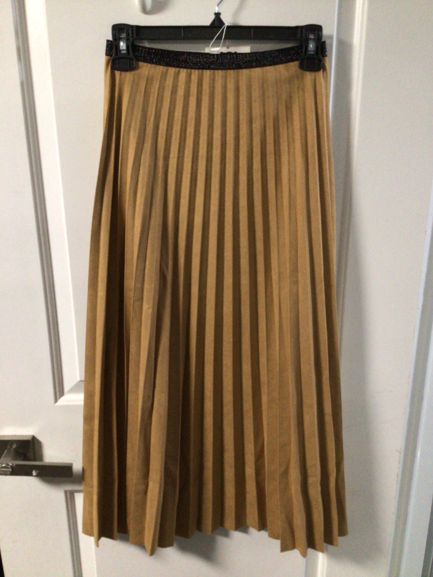 Suede Pleated Midi Skirt - Camel