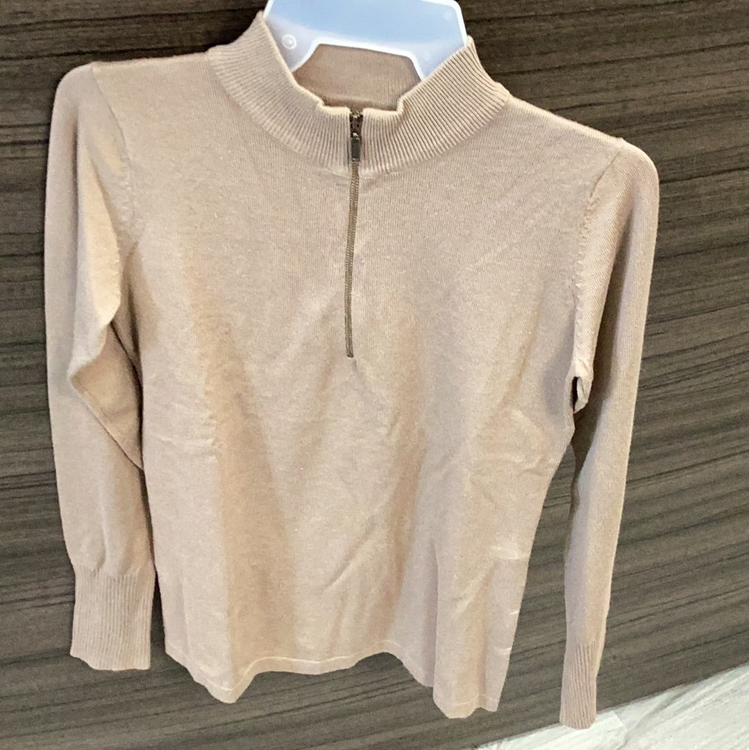 Knit Zippered Mock Neck - Taupe